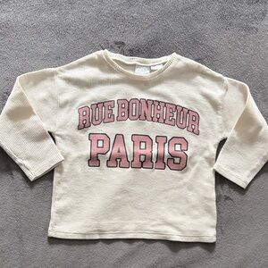 Zara Kids Cream Sweatshirt with Pink Paris Print
